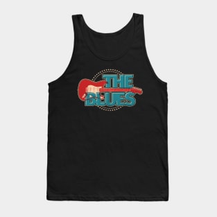 Vintage Style Blues Guitar With Stars Tank Top